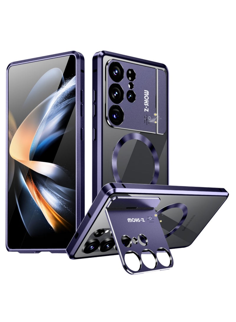 Adando Magnetic Case for Samsung Galaxy S26 Ultra Case, Compatible with MagSafe, Built-In Camera Guard Kickstand and Aromatherapy Tablets, Metal Frame Shockproof Ultra Slim Cover (Purple) - Image 1